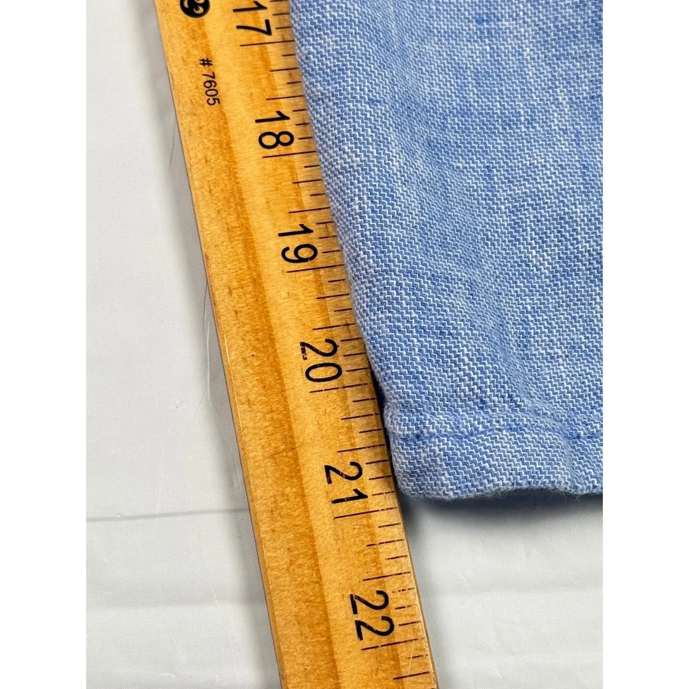 Gymboree Boys Blue Linen Blend Pants Roll Tab Trousers Size 8 Drawstring Summer